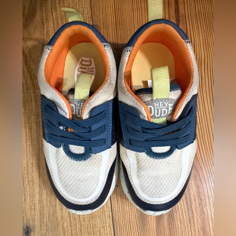 Hey Dude Kids Sneakers - Navy, Beige, and Orange - Picture 2 of 8